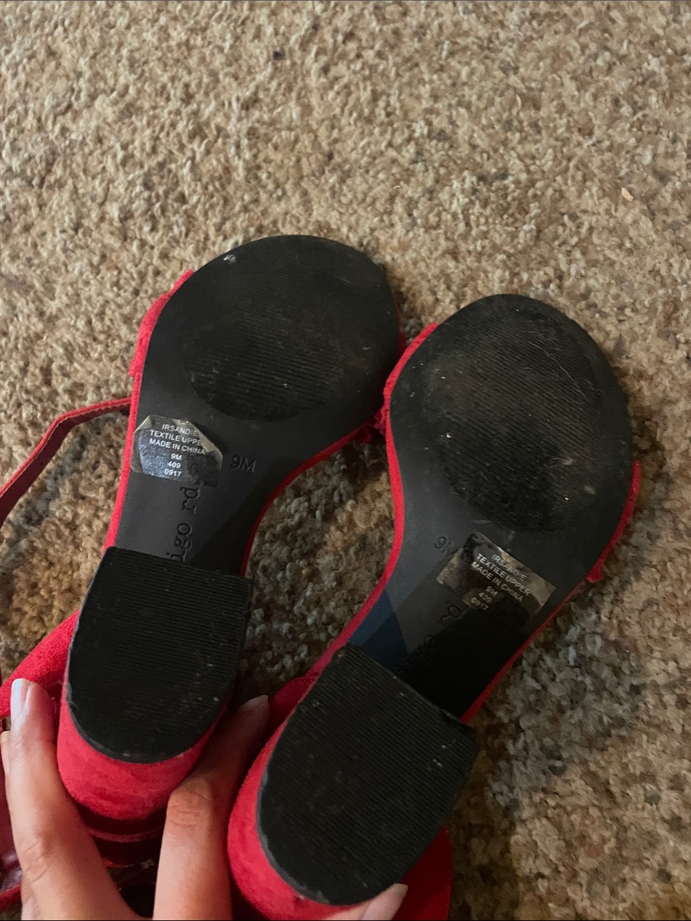 Indigo Rd Red Ruffle Ankle-Strap Block Heels 9M - Picture 5 of 9